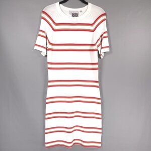 NWT‎ A.L.C. Thompson Dress Rayon Knit Short Sleeve Crew Nk Bodycon Striped LARGE